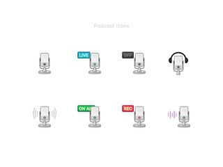 Podcast icons set