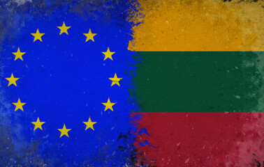 Lithuania, Republic of Lithuania and European Union, European Union Background - Watercolor Design