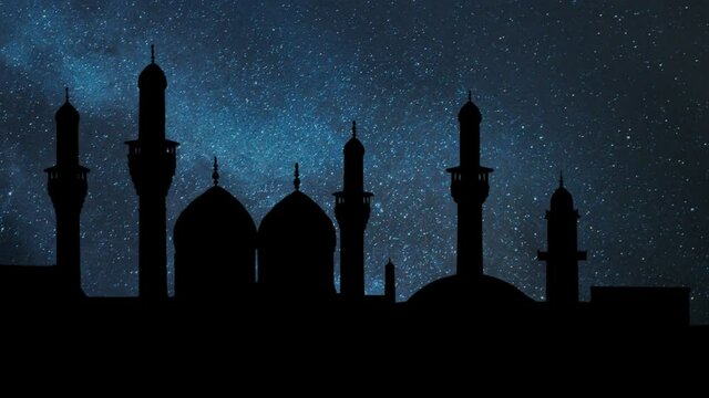 Baghdad: Al-Kadhimiya Mosque, Kadhmain Shrine Skyline, Time Lapse with Stars and Milky Way in Background