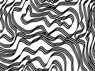 abstract pattern stripes ribbons swirling and waves black and white background