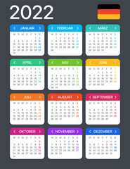 2022 Calendar - vector template graphic illustration - German version