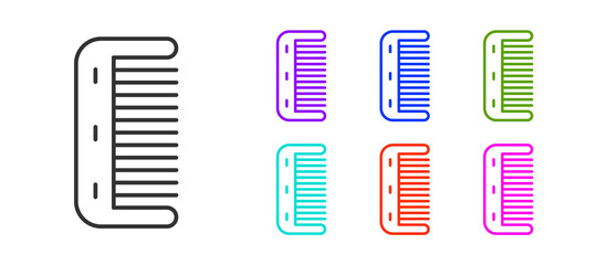 Black line Hairbrush icon isolated on white background. Comb hair sign. Barber symbol. Set icons colorful. Vector