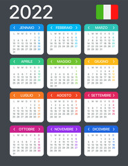 2022 Calendar - vector template graphic illustration - Italian version