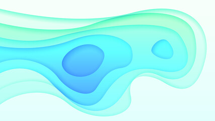 Abstract Paper Cut Sea Ocean Wave Water On Blue Background Vector Design