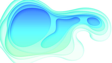 Fototapeta na wymiar Abstract Paper Cut Sea Ocean Wave Water On Blue Background Vector Design