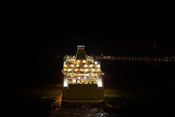 Car ferry MS Star leaving at night Tallinn Estonia on its way to Helsinki Finland - 433833764