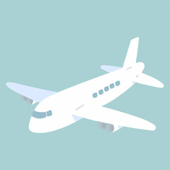 Flat colored simple white airplane