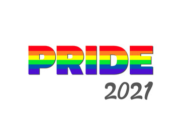 illustration with the colors of the lgbt homosexual flag with the word pride in concept gay pride month 2021