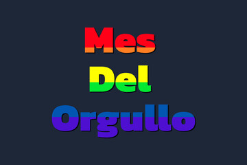 illustration with the colors of the lgbt homosexual flag with the phrase in spanish pride month in gay pride concept