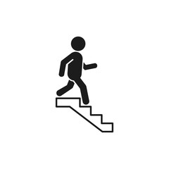 Downstairs icon sign. Walking man in the stairs flat design. Vector isolated illustration