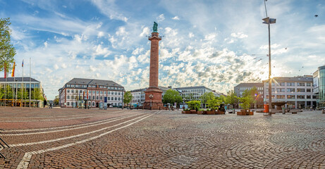 Panoramic view over Luisenplatz square in the center of the German university town Darmstadt in the...