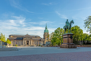 Panoramic view over Friedensplatz square to Hessian State Museum in German university city Darmstadt - obrazy, fototapety, plakaty