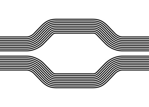 Abstract vector road pattern of parallel lines. Modern black and white vector background