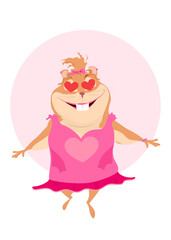 Girl in love Hamster, cute and funny. Crazy in love, pet in high emotional state. Girl rodent. She is totally in love - flying with hearts in eyes she is always - awesome. 