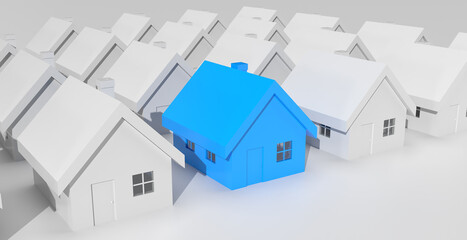 3d house icon - real estate search and sale - modern minimalist concept - choose, find and buy a house - 3d rendered illustration