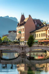 Naklejka premium Annecy in France, typical houses in the old center, on the river 
