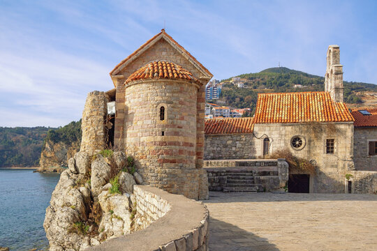 Religious architecture. Montenegro. Old Town of Budva. Church of Santa Maria in Punta and church of St. Sava
