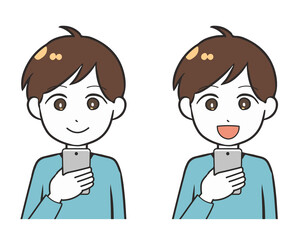 スマホを持つ　男の子