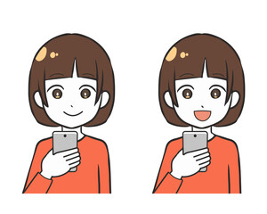 スマホを持つ　女の子