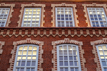 facade of restored old building of former factory
