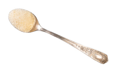 crystalline beef gelatine in silver spoon cutout