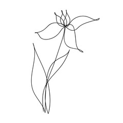 A simple flower drawn with one line. Abstract illustration of a flower in a simple style. Trendy doodle illustration.