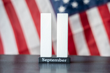 Remember 9 11, Patriot day, September 11. Illustration of the Twin towers representing the number...