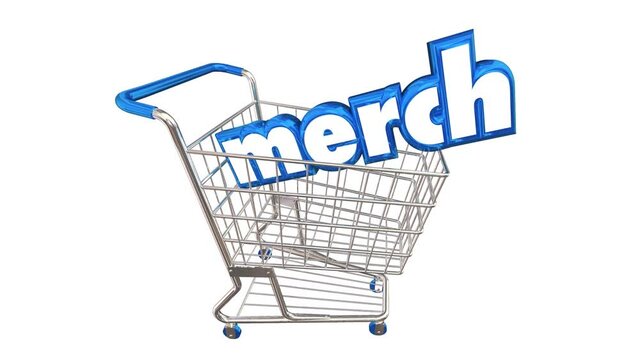 Merch Branded Products Shopping Cart Buy Sell Marketing 3d Animation