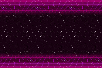 Pixel art of 80s Retro sci-Fi background. Pixel art background. 8bit Vector illustration © nataliia_ptashka