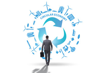 Concept of circular economy with businessman