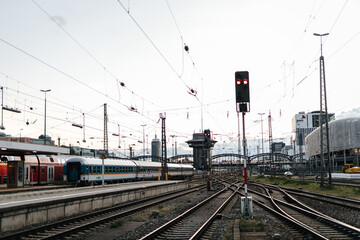 railroad tracks outside the main train station in Munich, Germany