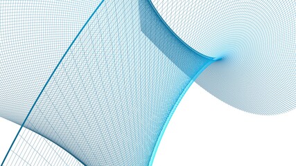 Abstract grid blue surface on white background - 3D rendering illustration