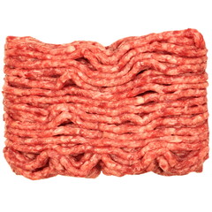 Raw Minced Meat Isolated Background. Top View Of Fresh Ground Beef Isolated On White. Uncooked Minced Mixed Beef And Pork Meat.