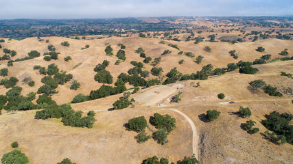 Santa Barbara County California, Aerial Oak Trees, Ranchlands