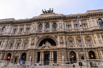 Fototapeta na wymiar Palace of Justice, home to Supreme Court of Cassation and the Judicial Public Library, in Rome, Italy