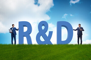 Fototapeta premium Research and development concept with businessman