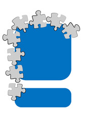 Vertical illustration format A4 - the design of the screen of the phone or tablet for inscriptions and photos, frame with puzzles. Postcard, book cover or notepad, postcard. Minimalism, pastiche