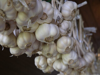 軒下に吊られたニンニク