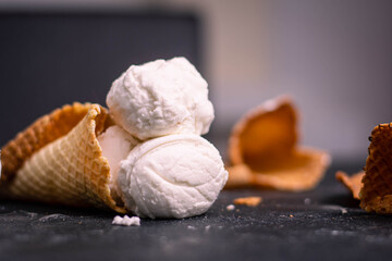 scoop of ice cream with waffle