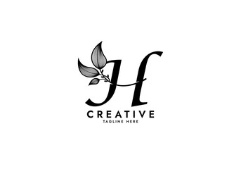 Fototapeta premium Letter H Linked Leaf Logo, Black color, unique design
