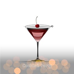 Clean Realistic Alcoholic Cocktail Vector illustration for Party in the club