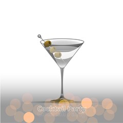 Clean Realistic Alcoholic Cocktail Vector illustration for Party in the club.
