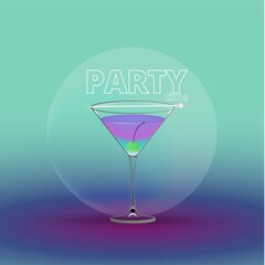 Clean Realistic Alcoholic Cocktail Vector illustration for Party in the club