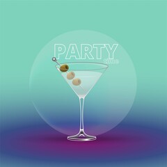 Clean Realistic Alcoholic Cocktail Vector illustration for Party in the club.