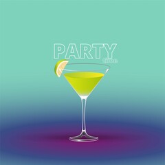Clean Realistic Alcoholic Cocktail Vector illustration for Party in the club.