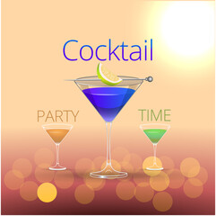 Clean Realistic Alcoholic Cocktail Vector illustration for Party in the club.
