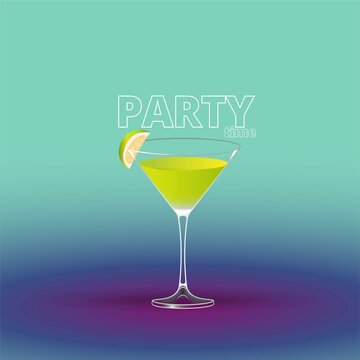 Clean Realistic Alcoholic Cocktail Vector illustration for Party in the club.
