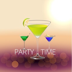 Clean Realistic Alcoholic Cocktail Vector illustration for Party in the club.
