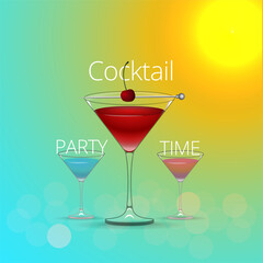 Clean Realistic Alcoholic Cocktail Vector illustration for Party in the club