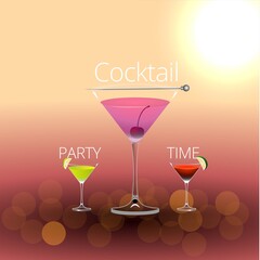 Clean Realistic Alcoholic Cocktail Vector illustration for Party in the club